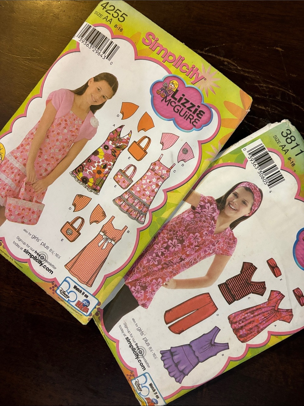 Simplicity Girls' Pink Floral & Solid Mix Dress Pattern Set Lizzie McGuire